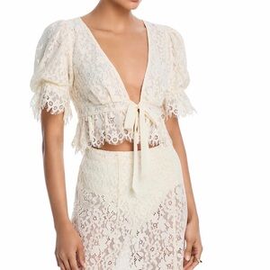 AFRM Cream Lace Crop Top